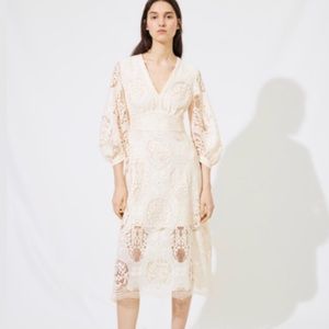 Brand New Cream/Nude Lace Midi Maje Dress NWT